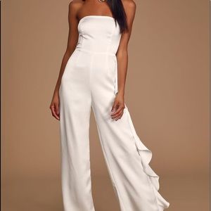Lulu’s Cascading love white strapless jumpsuit